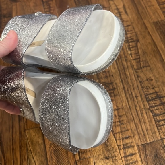 Melissa Cosmic Women glitter silver double strap slides slip on shoes size 6 - Picture 10 of 13